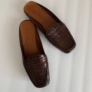 Sesto Meucci Brown Woven Leather Loafers